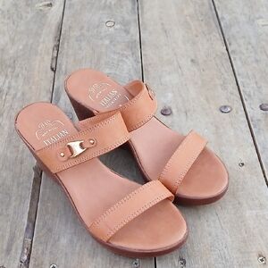 Italian Shoemakers Women's Wedge Leather Sandal Size 8.5